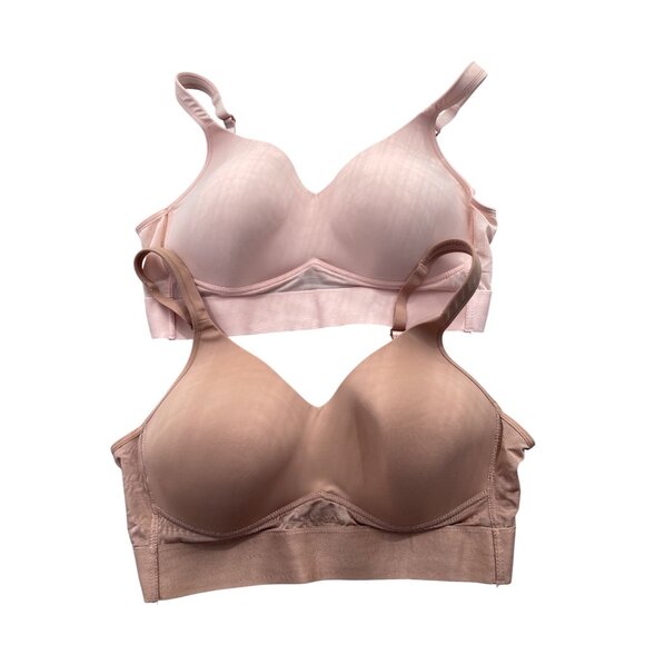 Rhonda Shear 2Pack Molded Cup Bra Wrap Back Plus Size 1X Pink Beige 606.3 - Picture 2 of 10